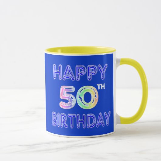 Happy 50th Birthday Coffee Cup en Travel Mugs Mok (Rechts)