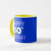 Happy 50th Birthday Coffee Cup en Travel Mugs Mok (Voorkant links)