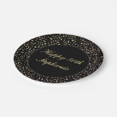 Happy 50th Birthday Confetti Black Gold Papieren Bordje (Gekanteld)