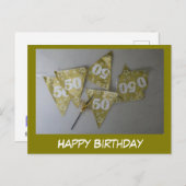 Happy 50th Birthday Cust. Tekst Briefkaart (Voorkant / Achterkant)