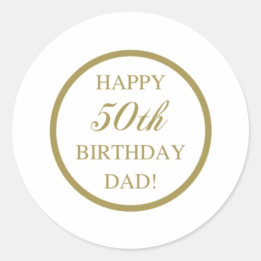 Happy 50th Birthday Dad Ronde Sticker (Voorkant)