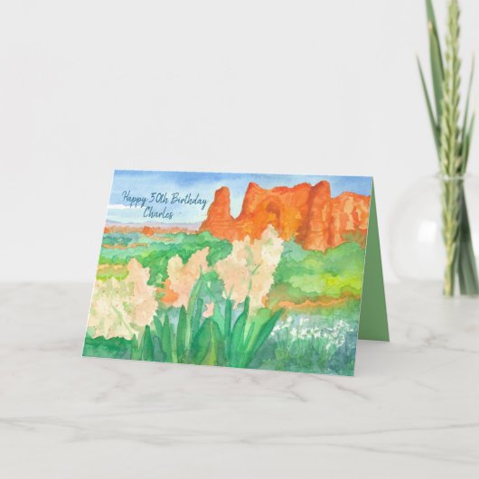 Happy 50th Birthday Desert Mountains gepersonalise Kaart (Voorkant)