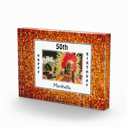 Happy 50th Birthday | ELKE LEEFTIJD | RED Glitter Fotoblokken (Rechts)