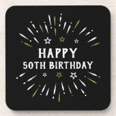 Happy 50th Birthday Fire White Gold Bier Onderzetter (Voorkant)