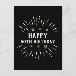 Happy 50th Birthday Fire White Gold Briefkaart