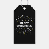 Happy 50th Birthday Fire White Gold Cadeaulabel (Voorkant)