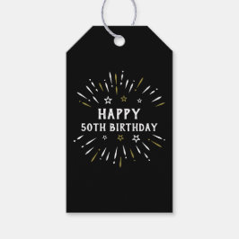 Happy 50th Birthday Fire White Gold Cadeaulabel