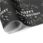 Happy 50th Birthday Fire White Gold Cadeaupapier (Rol Hoek)