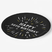 Happy 50th Birthday Fire White Gold Papieren Bordje (Gekanteld)