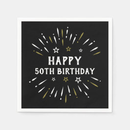 Happy 50th Birthday Fire White Gold Servet