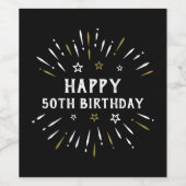 Happy 50th Birthday Fire White Gold Wijn Etiket (Enkel label)