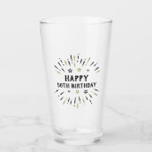 Happy 50th Birthday Fireworks Black en Gold Glas (Voorkant)