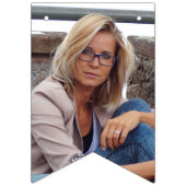 Happy 50th Birthday Foto Roos Gouden Glitter Vlaggetjes (Eerste vlag)