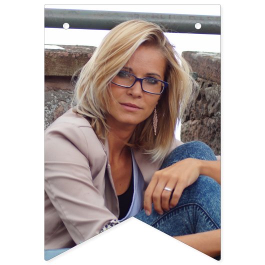 Happy 50th Birthday Foto Roos Gouden Glitter Vlaggetjes (Eerste vlag)