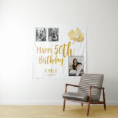 Happy 50th Birthday Gold Foliage 3 Foto Achtergron Wandkleed (In situ)