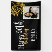 Happy 50th Birthday Gold Foliage Photo Backdrop Spandoek (Verticaal)
