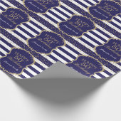 Happy 50th Birthday Gold Glitter en Navy Blue Cadeaupapier (Hoek)
