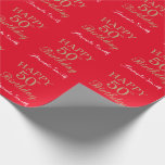 Happy 50th Birthday Gold Glitter en Red Cadeaupapier<br><div class="desc">Fijne 50ste verjaardag Gold Glitter en Red Wrapping Paper met persoonlijke naam. Voor verdere aanpassing,  te klikken gelieve de knoop "van de Aanpassing het"en ons ontwerphulpmiddel te gebruiken om deze sjabloon te wijzigen.</div>