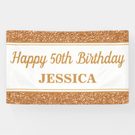 Happy 50th Birthday Gold Glitter Spandoek