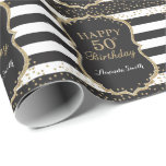 Happy 50th Birthday Gold Glitter Wrapping Paper Cadeaupapier<br><div class="desc">Fijne 50ste verjaardag Gold Glitter Wrapping Paper met persoonlijke naam. Voor verdere aanpassing,  te klikken gelieve de knoop "van de Aanpassing het"en ons ontwerphulpmiddel te gebruiken om deze sjabloon te wijzigen.</div>