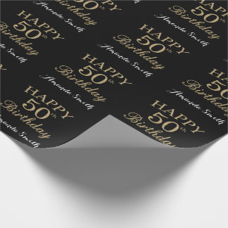 Happy 50th Birthday Gold Glitter Wrapping Paper Cadeaupapier