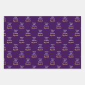 Happy 50th Birthday Gold Name Script Dark Purple Inpakpapier Vel (Voorkant 3)