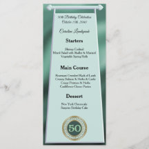 Happy 50th Birthday Green Glitter Folie Menu