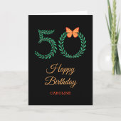 Happy 50th Birthday Greenery Butterfly Kaart (Voorkant)