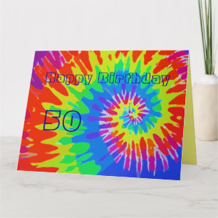 Happy 50th Birthday Groovy Stropdas-Dye Card Big Kaart