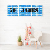 Happy 50th Birthday in Blue personalized Banner (Insitu)