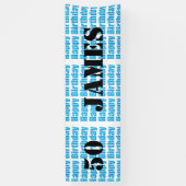 Happy 50th Birthday in Blue personalized Banner (Verticaal)
