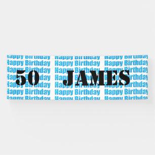Happy 50th Birthday in Blue personalized Banner