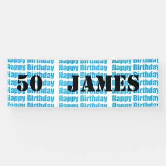 Happy 50th Birthday in Blue personalized Banner