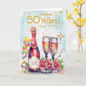Happy 50th Birthday Kaart (Gele Bloem)