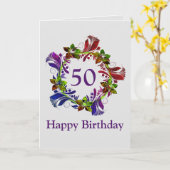 Happy 50th Birthday Kaart, Modern Floral Kaart (Gele Bloem)