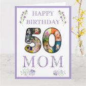 Happy 50th Birthday Mam Foto Collage Sjabloon (Gele Bloem)