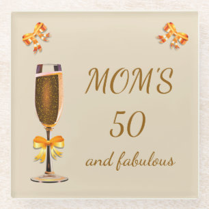 Happy 50th Birthday Mam Glazen Onderzetter