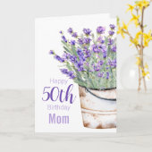Happy 50th Birthday Mam Waterverf Lavendel Flora Kaart (Gele Bloem)
