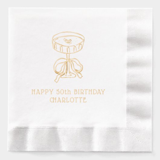 Happy 50th Birthday Martini Cocktail Fifty Folie Servetten (Voorkant)