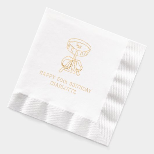 Happy 50th Birthday Martini Cocktail Fifty Folie Servetten (Links)