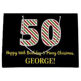 Happy 50th Birthday & Merry Kerstmis, aangepaste n Groot Cadeauzakje