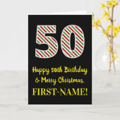 Happy 50th Birthday & Merry Kerstmis, aangepaste n Kaart (Gele Bloem)