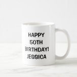 Happy 50th Birthday mok |  jaar<br><div class="desc">Happy 50th Birthday mok | tekst. Mok voor 50-jarige mannen of vrouwen met een maagdarm. nummer en kleuren. Grappig cadeauidee van Birthday voor vijftig jaar oud. Verras je over de heuvel vader, moeder, tante, oom, tante, broer, zus, echtgenoot, echtgenote, grootvader, oma, enz. Eeuwige leeftijd van 50 jaar. Viering van de...</div>