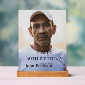 Happy 50th birthday name photo year man simple min acryl bord (Neutraal)