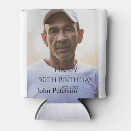 Happy 50th birthday name photo year man simple min blikjeskoeler