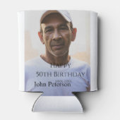 Happy 50th birthday name photo year man simple min blikjeskoeler (Achterkant)