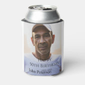 Happy 50th birthday name photo year man simple min blikjeskoeler (Blikje Achterkant)