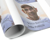 Happy 50th birthday name photo year man simple min cadeaupapier (Rol Hoek)