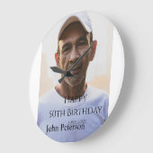 Happy 50th birthday name photo year man simple min grote klok (Hoek)