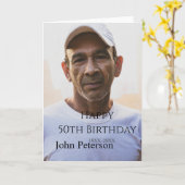 Happy 50th birthday name photo year man simple min kaart (Gele Bloem)